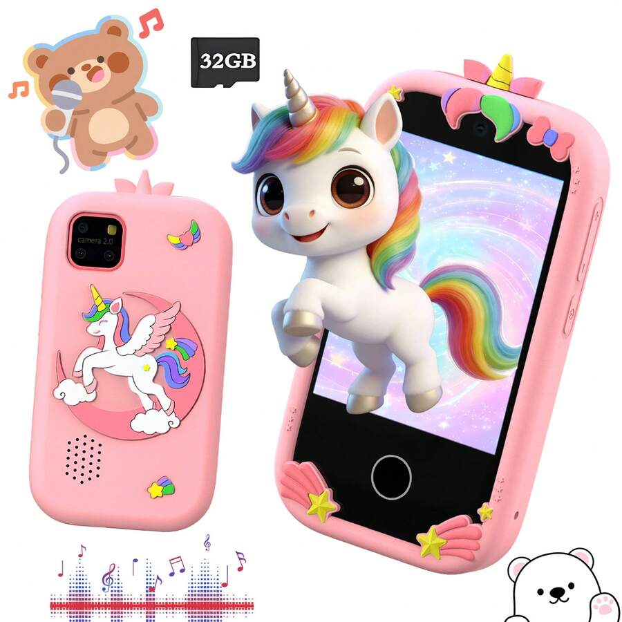2026款儿童玩具智能手机，配备2.8英寸触摸屏、双摄像头、32GB存储卡、教育游戏、音乐、手电筒、多语言功能，是一款可爱的儿童玩具手机，是送给男孩女孩的完美礼物。 - 彩色 - 查看 1