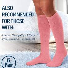 Mens Diabetic Over The Calf Socks Knee Premium Cotton High Socks - Pink - View 3