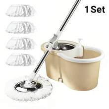 Spin Mop And Bucket With Wringer Set, 360° Spinning Mop Bucket System With 4 Microfiber Mop Replacement Heads And 50" Stainless Steel Adjustable Handle For Floor Cleaning - A - Xem 13