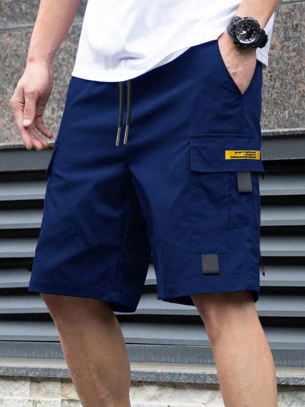Men's Quick-Dry Multi-Pocket Cargo Shorts, Functional Sporty Bermuda Shorts, Loose Casual Mid-Length Pants, Suitable For Spring And Summer