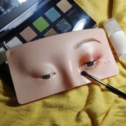 1pc Makeup Practice Board Eyebrow Eye Training Tool For Beginners With False Lashes Area Durable Silicone Material