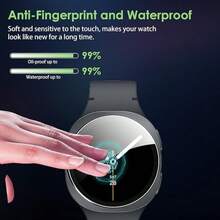 适用于 Galaxy Watch 8/7/6/5/4 44mm/40mm 8-Classic Ultra 2025 47mm 的防震钢化玻璃三片装屏幕保护膜，9H 硬度，超强耐用，防指纹，无气泡，高清透明，全覆盖，是 Galaxy Watch 8/7/6/5 40mm/44mm 的理想复活节/生日礼物。 - 3Pcs - 查看 2