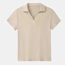 CAMEL CROWN Outdoor Quick-Drying POLO Women's Base Layer Long-Sleeved V-Neck Breathable T-Shirt - Tribute Beige - View 2