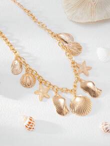 1pc Ocean Vacation Style Shell & Starfish Pendant Necklace, Elegant Luxurious Holiday/Travel, Casual Daily, Party, Date, Women's Festival Birthday Versatile Jewelry Gift - Necklace - View 7