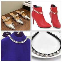 DUCristal, 1 yarda/paquete, colgante de perlas de cristal, cadena de garra, Base plateada, cadena de borlas de cristal para zapatos, vestido/decoración de U9QC - Plata 15 mm - Ver 4