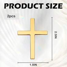 2PCS 3D Metal Cross Emblem Stickers 2.5"*1.8" Car Accessories Cross Decals Decoration Self-Adhesive Jesus Christian Auto Emblem Badge Decal For Vehicles Trunk Tailgate Fender Gold - 金色 - 查看 2