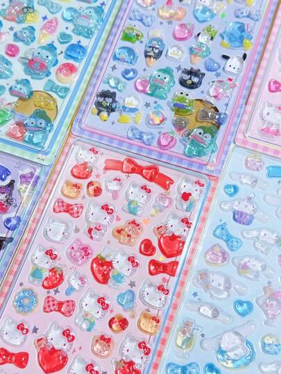 3Dカートゥーン猫ステッカー 1個、かわいい3D手作りステッカー、携帯電話の装飾ステッカー、女の子へのギフト、ノートパソコン、ノート、学用品にも適しています