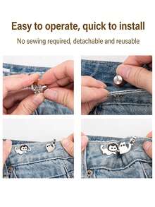 1 Set Puppy Footprint Candy Waist Buckle, Waist Tightener Adjustable Waist Buckle Set Without Sewing Pants Clip Tightens Waist Belt, Skirt Sleeves, Jeans Buttons, Clothing Accessories - White - View 4