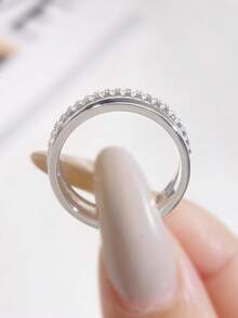 1枚独特浪漫镂空单层全钻莫桑石925纯银奢华订婚戒指、情侣戒指、周年纪念戒指、女士珠宝礼物、情人节礼物 - 鏤空莫桑戒指 - 查看 7