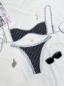 Awevudst Women's Low-Rise Bikini Set Wireless Bralette Top  Cheeky Bottoms Two-Piece Swimsuit - 白色 - 查看 5