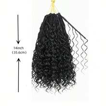 3盒共42条波西米亚女神编织钩针辫 - 非洲卷曲/波浪形合成发辫，预弯发尾，自然蓬松卷曲，适合万圣节和圣诞节派对造型 - 易于造型和打理，节日发型，波西米亚风格，易于护理 - 彩色 - 查看 3