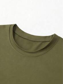 Men's T-Shirt, Classic Graphic T-Shirt, Soft And Comfortable T-Shirts For Men, Script Logo, 180g, 100% Cotton - Army Green - View 4