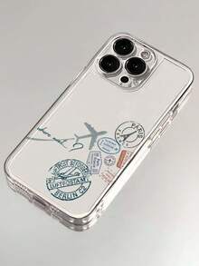 飞机图案透明极简时尚创意防震手机壳，兼容 17/17 Pro/17 Pro Max、16/11/16 Pro/16 Plus/16 Pro Max/16e、15 Pro Max、13/14/12/XS/XR/7G/8P、Galaxy S25/S25 Plus/S25 Ultra、A16/A36/A26/A56/A50/A12/A32 - 彩色 - 查看 2