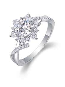 925 Sterling Silver Moissanite Ring For Women, Hypoallergenic, Engagement/Wedding Ring, Minimalist Niche Design, Versatile Daily Wear, Wedding/Anniversary/Birthday Gift, Gift Box Packaging - Silver - View 14