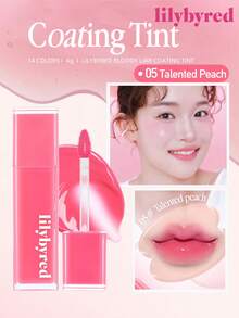 lilybyred K-Beauty Bloody Liar 唇釉，亮泽唇彩，色彩鲜艳水润，如糖浆般闪亮，滋润保湿，持久不晕染，不粘腻，轻盈如镜，打造水润唇妆，丰唇提亮，适合戴口罩使用，不留白痕，韩式彩妆 - 05 Talented Peach - 查看 1