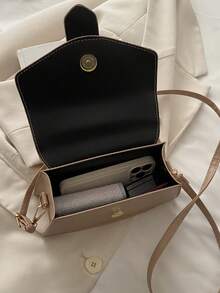 New Fashionable Minimalist Korean Style Contrast Color Casual Shoulder Crossbody Bag - Khaki - View 9