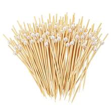 20/50/100/200pcs Pearl White Bamboo Skewers, Fruit Picks, Snack Picks, Party Decoration Sticks, Disposable Party Supplies, Can Increase Holiday Atmosphere, Suitable For Birthday Party, Wedding, Back To School Season - Multicolor - View 2