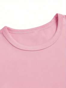 Mädchen-T-Shirt mit dem Aufdruck "Happy Back to School" – Lässiges Baumwoll-T-Shirt mit Rundhalsausschnitt, farbenfrohem Schulmotiv-Print, kurzen Ärmeln, ideal für den Sommer, mit Cartoon-Illustrationen - Pink - Übersicht 4