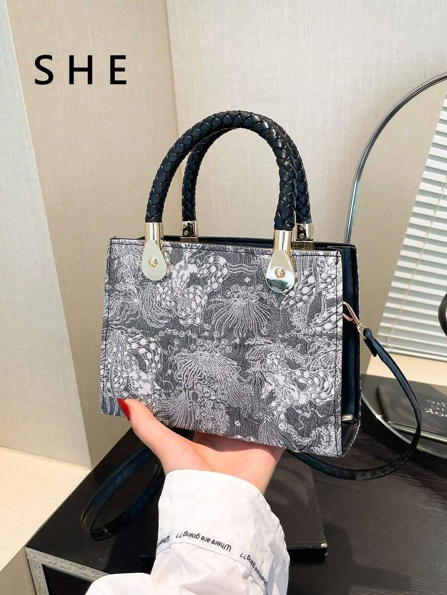 新款中国风高品质单肩包，通勤斜挎包，小众复古风小方包，女士