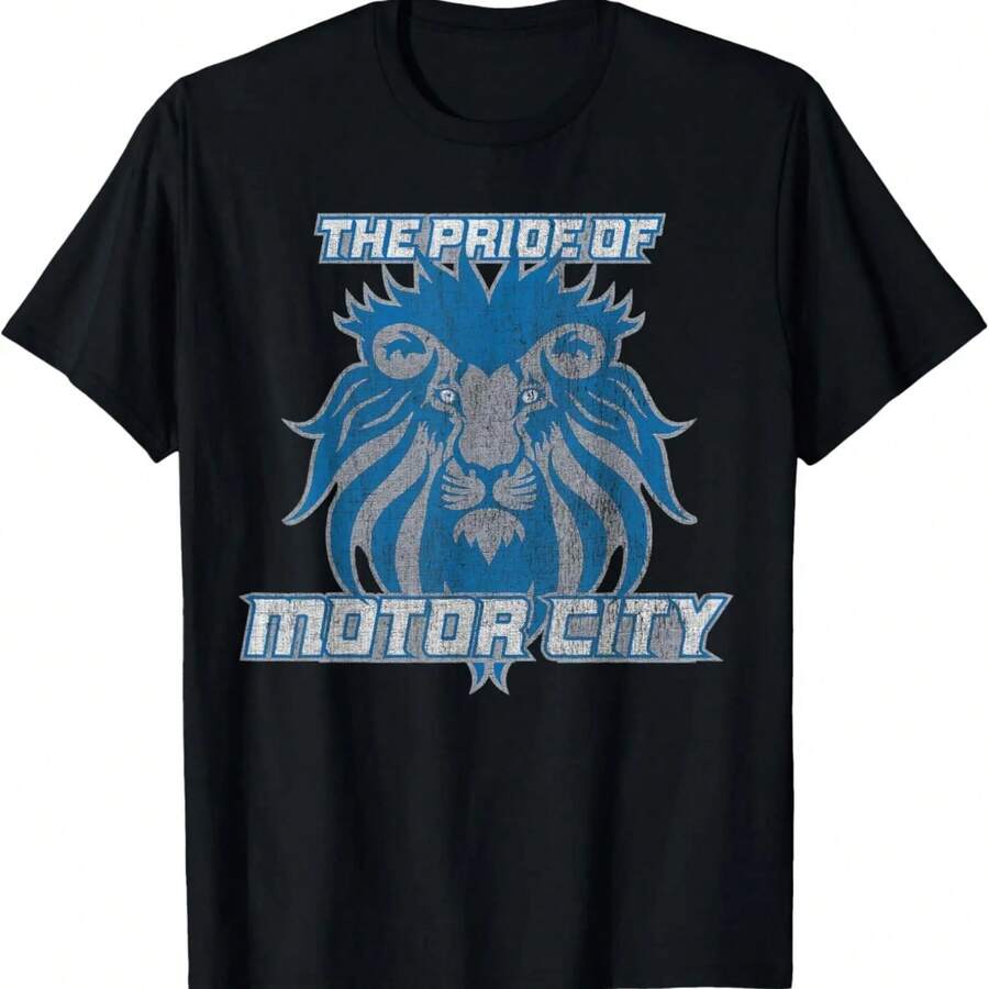 The Pride Of Motor City Faded T-Shirt - Hometown Detroit T-Shirt - Black - View 1
