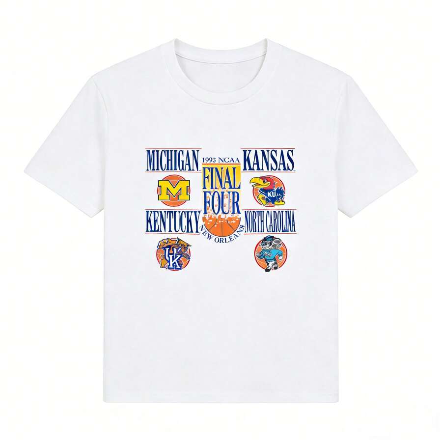 Vintage NCAAs 1993 Final Four Michigan Kansas Kentucky North Carolina Graphic Tee - 白色 - 查看 1