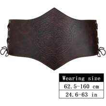 Medieval Corset Belt For Ren Faire - Women's Faux Leather Underbust Cincher, Adjustable Wide Belt For Renaissance Roleplay & Costume - Nâu đậm - Xem 6