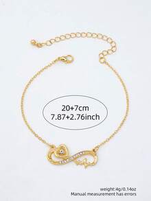 1 Fashionable Metal Textured Heart-Shaped Creative 8-Shaped Women's Ankle Chain, A Classic And Versatile Style Suitable For Daily Beach Parties And Gatherings, Or As A Gift For Others (No Gift Box) - Yellow Gold - View 4