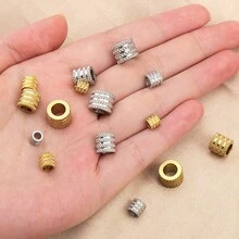 20 piezas de cuentas de malla de acero inoxidable dorado con textura y agujero grande, adecuadas para hacer collares, pulseras y joyería DIY - 20 piezas - Ver 6