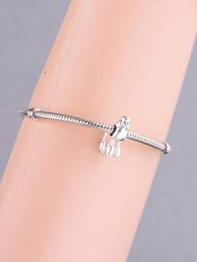 1 Piece Of Minimalist 925 Sterling Silver Animal Poodle Zirconia Inlaid Pendant Bead DIY Commemorative Neutral Birthday Gift - Silver - View 5