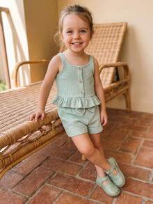 Baby Girls Tank Top Co-Ords - Green - View 2