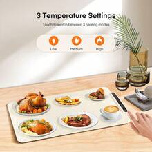 FOHERE Food Warming Mat, Fast Heating Electric Warming Tray With 3 Level Temperature, Roll-Up Food-Contact Silicone Heating Pad, 3H Auto Shut-Off, Portable Food Warmer For Parties Buffet Home, White - US A Type Plug(110-127V) - View 2