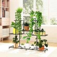 Metal Plant Stand, 5 Tiers Multifunctional Plant Stands For Indoor Plants, Decorative Black Steel Plant Shel F For Indoor Patio Garden Balcony And Yard (4 Tiers 12 Pots) - Đen - Xem 9