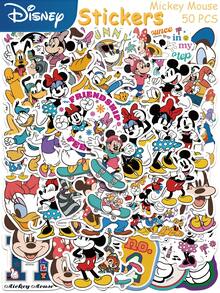 Disney 50pcs Cartoon Mickey Mouse Sticker Decals For Laptop Luggage Skateboard Notebook Phone Guitar Helmet Graffiti Aesthetic Stickers Gifts Toys - A - View 2