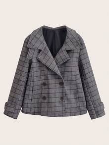 Women's Long Sleeve Spring/Autumn Fine Plaid Double-Breasted Jacket - Multicolor - View 1