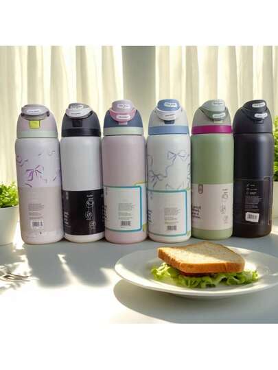 زجاجة مياه معزولة من الفولاذ المقاوم للصدأ بسعة 32 أونصة من - زجاجة مياه رياضية محكمة الإغلاق مع فوهة ذات وظيفتين، غطاء قابل للقلب وفتحة واسعة، تحافظ على برودة المشروبات لمدة 24 ساعة، مناسبة للياقة البدنية والسفر والاستخدام اليومي