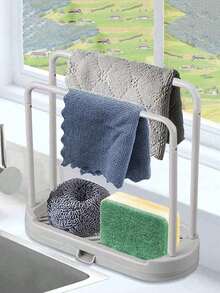 Multifunctional Sink Organizer Rack, Kitchen Sponge Holder, Dish Cloth Drying Rack, Towel Bar, Rust-Proof Sink Accessories For Storing Sponges, Dishcloths, Brushes, Scrubbers - Multicolor - View 2