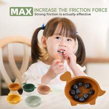 硅胶婴儿喂食碗，带动物造型手柄，适合婴幼儿的餐碗 - 彩色 - 查看 6