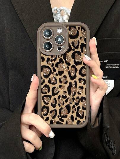 Fashionable, Popular, Personalized, Glitter Gold Leopard Print Pattern Design Theme Luxury Shockproof Aesthetic Cute Phone Case, Soft-Touch Ultimate Grip, Waterproof & Durable, Dirt-Resistant, Bumper Cover With Camera Protection, Compatible With For IPhone 17/17Pro/17Pro Max, 16, 15, 14, 13, 12, 11 Plus/Pro Max And Series, Gift For Easter Day, Christmas Halloween Decoration/Gift For Birthday, Girlfriend, Boyfriend, Friend Or Yourself.