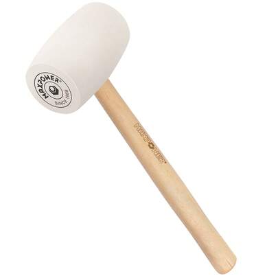 IsEasy Rubber Mallet 24Oz (680g), MAXPOWER Soft Rubber Hammer Tile Mallet With Hickory Handle And Soft Face For Installation Marble Tile, White