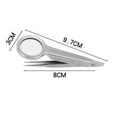 2件套不锈钢10倍放大镜和镊子，便携式多功能夹子，实验室维护和测试工具，适用于清除碎屑、清理宠物毛发，方便的户外配件 - 放大鏡鑷子 - 查看 10