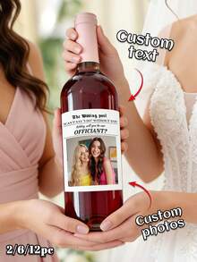 2/6/12pcs Custom Ngagement Wine Label, Photo Champagne Label, Picture Wine Label, Wine Bottle Label, Wine Sticker, Engagement Gifts, Printable Wine Label ﻿ - Multicolor - View 7