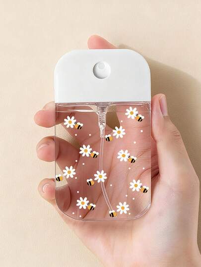 New Bee & Flower Pattern Refillable Transparent PET Travel Spray Bottle, Perfume Atomizer, Makeup Remover Dispenser, Facial Mist Sprayer, Suitable For Nail Polish Remover, Toner And Makeup Remover, Reusable, Travel Essential, Perfect Travel Accessory, Holiday Gift, Christmas Gift, New Year Gift For Teachers, Friends And Couples