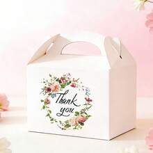 5Pcs Floral Thank You Paper Gift Boxes With Handles – Party Favor Boxes For Wedding, Bridal Shower, Birthday, Candy, Cookies, Small Gifts – Bulk Wholesale - Large Tote Box - View 10