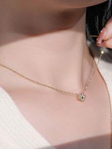 XUJIA 1条925纯银莫桑石四叶草项链，女士款，3毫米（0.10克拉*4颗）圆形莫桑石，时尚项链，婚礼及节日珠宝礼品 - PMO-223 - 查看 5