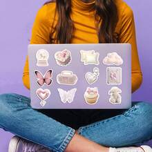 50pcs Pink Stickers For Water Bottle Laptop Phone Skateboard Bike Luggage Guitar - Multicolor - View 5