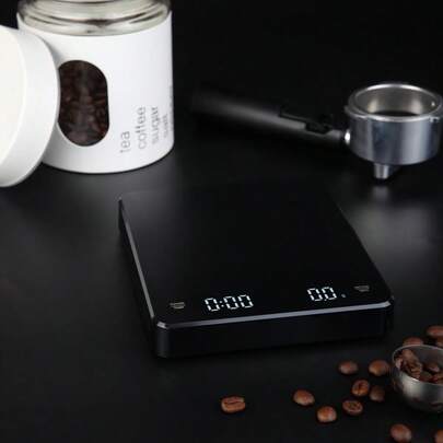 Electronic Kitchen Scale With Timer And Auto-Peeling Function, Large Capacity Digital Coffee Scale, Large LCD Display, Modern Black Design, Suitable For Espresso, Tea Leaves And Ingredients Weighing, Requires 3 AAA Batteries (Not Included)
