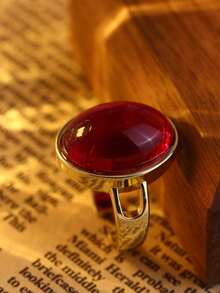 1枚可调节红色水钻戒指，休闲优雅个性戒指，适合日常佩戴，女士款 - 紅色 - 查看 3