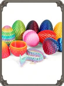 1/2/3/4/6个3D打印龙蛋摆件，附赠礼品袋，关节可活动，现代家居/办公室/活动装饰，收藏雕像，收藏品，活动展示，装饰雕塑，现代设计，高清打印，水晶雕刻，展示品，龙形摆件，收藏家之选，奇幻爱好者圣诞礼物 - 彩色 - 查看 11