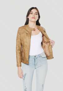 Koroshi Women's Faux Leather Biker Jacket, Lilac / XS/S/M/L/XL/XXL - Lilac Purple - View 3