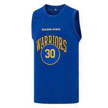 男士30号蓝色柔软篮球球衣，无袖，精致刺绣篮球球衣 - 藍色 - 查看 3
